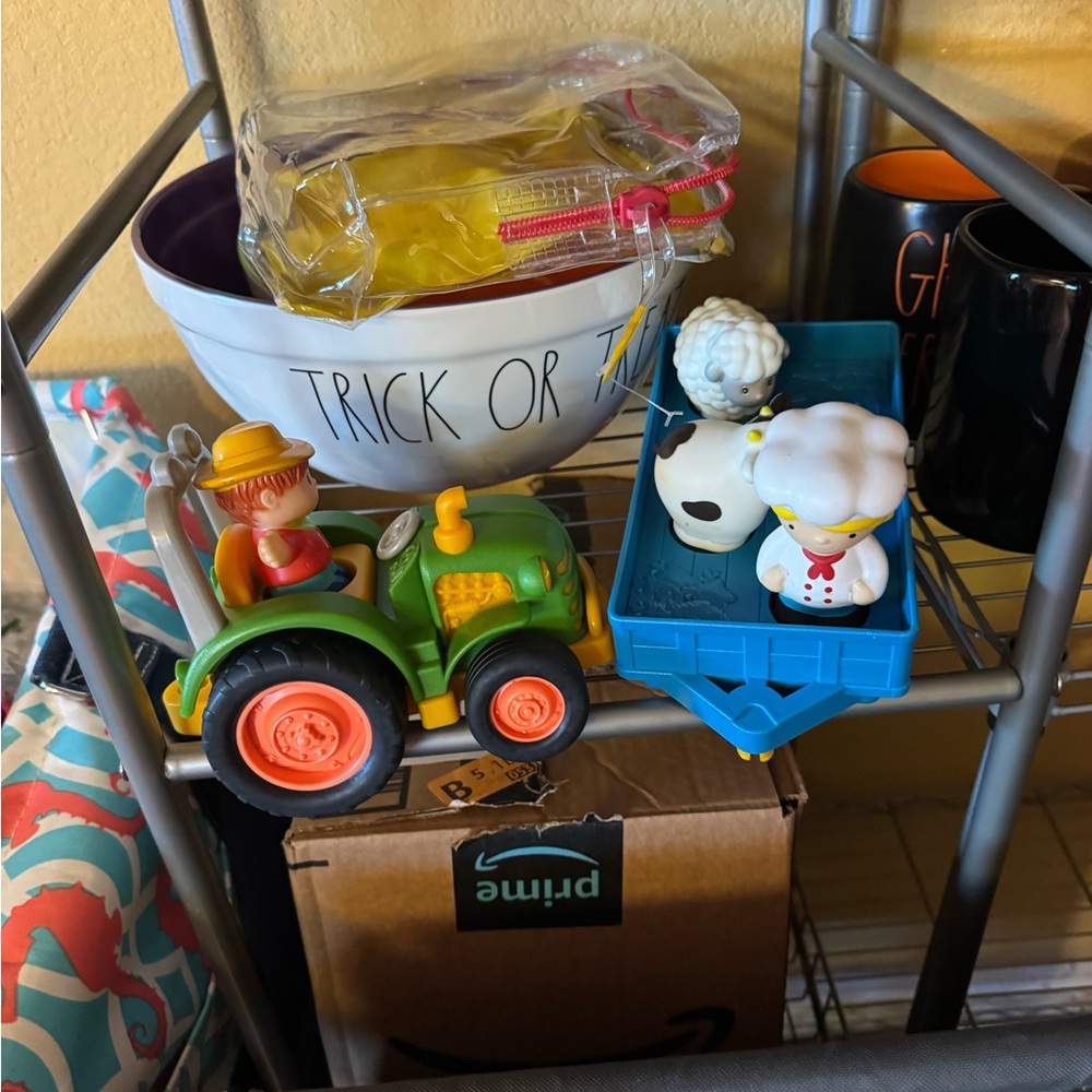 Green Tractor and Blue Trailer Toy Set